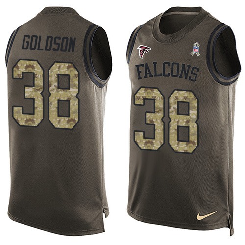 Men's Limited Dashon Goldson Nike Jersey Green - #38 Salute to Service Tank Top NFL Atlanta Falcons